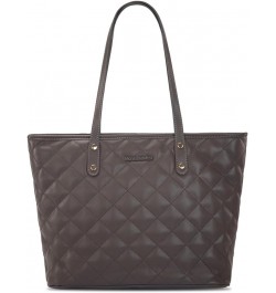 Quilted Handbag for Women Tote Purse Shoulder Bag Large Fashion Hobo Purse Quilted Brown Coffee $12.41 Totes