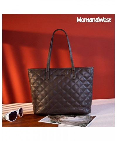 Quilted Handbag for Women Tote Purse Shoulder Bag Large Fashion Hobo Purse Quilted Brown Coffee $12.41 Totes