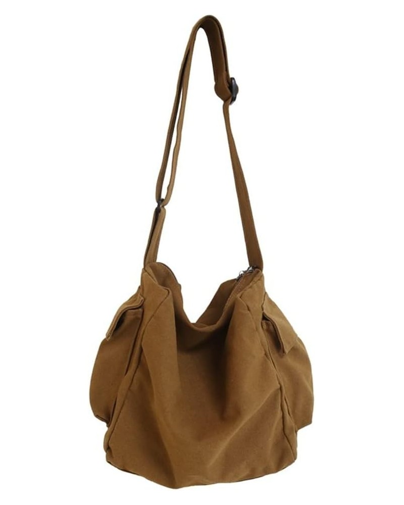 Vintage Canvas Crossbody Bags Hobo Bags Casual Travel Purse Shoulder Bags for Women Men Large Size Brown $11.76 Hobo Bags