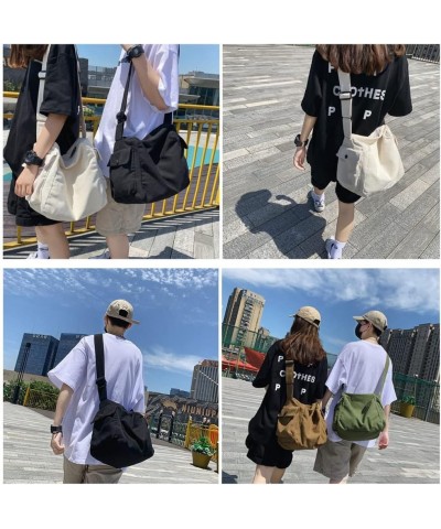 Vintage Canvas Crossbody Bags Hobo Bags Casual Travel Purse Shoulder Bags for Women Men Large Size Brown $11.76 Hobo Bags