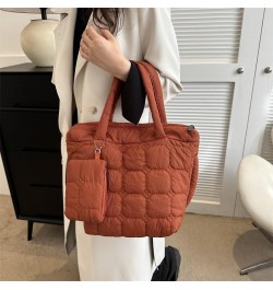 Women 2pcs Puffer Tote Bag Winter Shoulder Bag with Bag Zipper Hobo Bag Brown $11.01 Totes