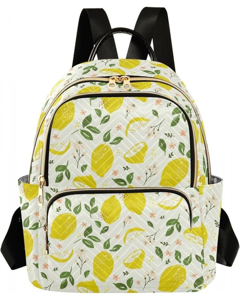 Yellow Lemon Slice and Leaves Backpack Purse for Women Lightweight Back Pack Casual Daypack Travel Shoulder Bag Bookbag - M M...