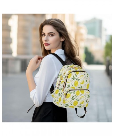 Yellow Lemon Slice and Leaves Backpack Purse for Women Lightweight Back Pack Casual Daypack Travel Shoulder Bag Bookbag - M M...