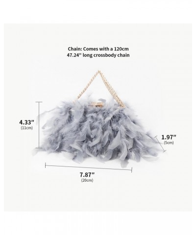 Elegant Women Natural Ostrich Feather Tote Bag Crystal Crossbody Bag Bride Shoulder Bag Evening Clutch Handbags Banquet Grey ...