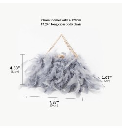 Elegant Women Natural Ostrich Feather Tote Bag Crystal Crossbody Bag Bride Shoulder Bag Evening Clutch Handbags Banquet Grey ...