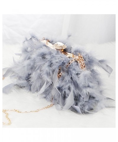 Elegant Women Natural Ostrich Feather Tote Bag Crystal Crossbody Bag Bride Shoulder Bag Evening Clutch Handbags Banquet Grey ...