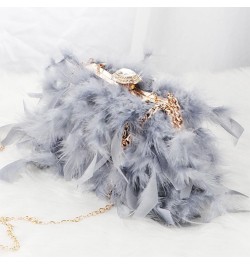 Elegant Women Natural Ostrich Feather Tote Bag Crystal Crossbody Bag Bride Shoulder Bag Evening Clutch Handbags Banquet Grey ...