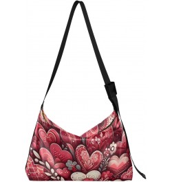 Unisex Shoulder Bag Crossbody Handbag Valentine's Day-hearts-floral Women Casual Hobo Bag Lightweight PU Leather Tote $25.19 ...