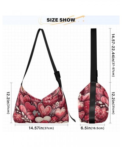 Unisex Shoulder Bag Crossbody Handbag Valentine's Day-hearts-floral Women Casual Hobo Bag Lightweight PU Leather Tote $25.19 ...