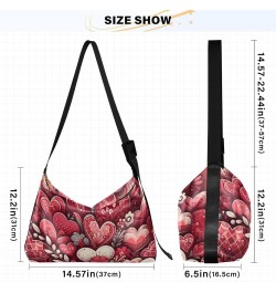 Unisex Shoulder Bag Crossbody Handbag Valentine's Day-hearts-floral Women Casual Hobo Bag Lightweight PU Leather Tote $25.19 ...