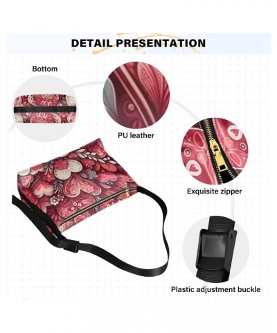 Unisex Shoulder Bag Crossbody Handbag Valentine's Day-hearts-floral Women Casual Hobo Bag Lightweight PU Leather Tote $25.19 ...