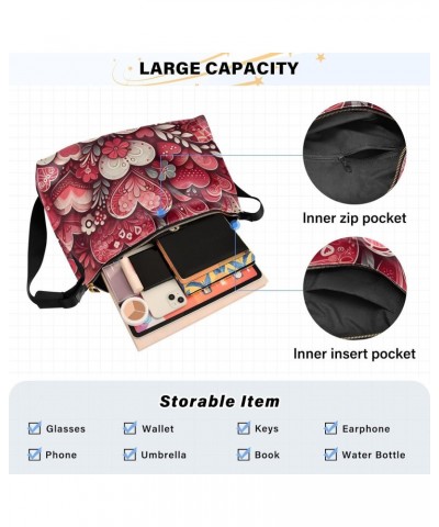 Unisex Shoulder Bag Crossbody Handbag Valentine's Day-hearts-floral Women Casual Hobo Bag Lightweight PU Leather Tote $25.19 ...