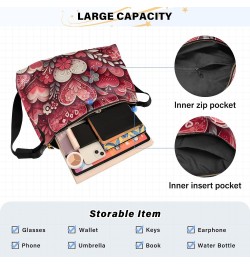 Unisex Shoulder Bag Crossbody Handbag Valentine's Day-hearts-floral Women Casual Hobo Bag Lightweight PU Leather Tote $25.19 ...