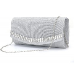 8811 Women's Purses Handbags Envelope Clutch Crossbody Bags Wedding Rhinestone Shoulder Evening Bag Silver $20.12 Evening Bags