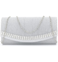 8811 Women's Purses Handbags Envelope Clutch Crossbody Bags Wedding Rhinestone Shoulder Evening Bag Silver $20.12 Evening Bags