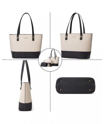 Purses and Handbags for Women Fashion Tote Bags Shoulder Bag Top Handle Satchel Bags Set 3pcs White Black $36.07 Totes