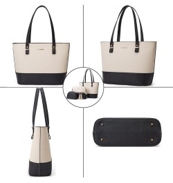 Purses and Handbags for Women Fashion Tote Bags Shoulder Bag Top Handle Satchel Bags Set 3pcs White Black $36.07 Totes