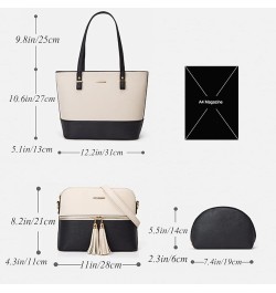 Purses and Handbags for Women Fashion Tote Bags Shoulder Bag Top Handle Satchel Bags Set 3pcs White Black $36.07 Totes