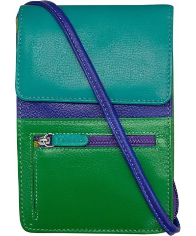 6827 Genuine Leather Crossbody Organizer with RFID Blocking Lining Cool Tropics $29.89 Crossbody Bags