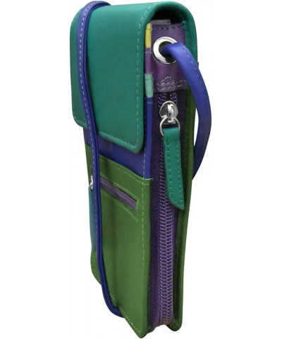 6827 Genuine Leather Crossbody Organizer with RFID Blocking Lining Cool Tropics $29.89 Crossbody Bags