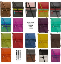 6827 Genuine Leather Crossbody Organizer with RFID Blocking Lining Cool Tropics $29.89 Crossbody Bags