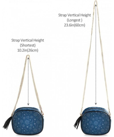 Small Crossbody Bag Blue Abstract Sun Moon Womens Shoulder Chain Bag PU Leather Small Purse With Tassel $11.52 Shoulder Bags