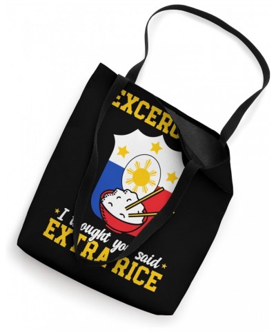 Exercise I Thought You Said Extra Rice Food Funny Filipino Tote Bag $13.44 Totes