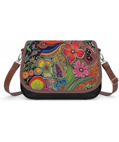 Mushroom Trippy Crossbody Shoulder Messenger Women Bag Pu Leather Office Work Business for Handbag Crossbody Bag $18.63 Shoul...