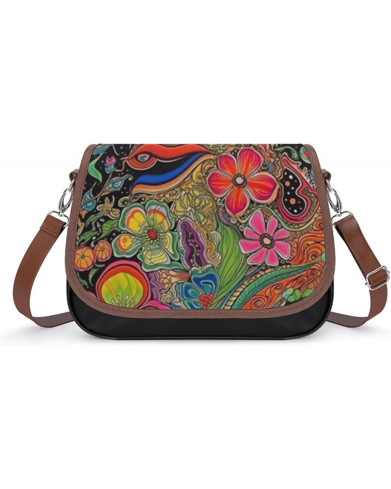 Mushroom Trippy Crossbody Shoulder Messenger Women Bag Pu Leather Office Work Business for Handbag Crossbody Bag $18.63 Shoul...