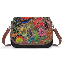 Mushroom Trippy Crossbody Shoulder Messenger Women Bag Pu Leather Office Work Business for Handbag Crossbody Bag $18.63 Shoul...