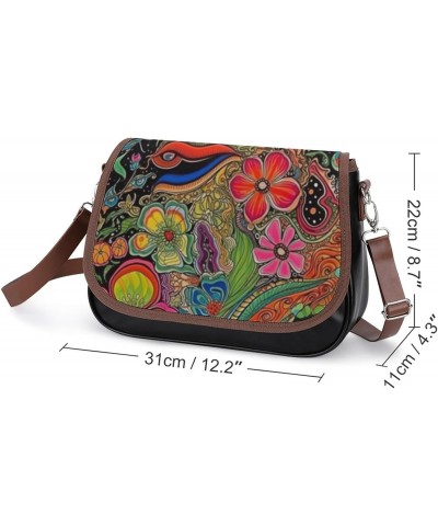 Mushroom Trippy Crossbody Shoulder Messenger Women Bag Pu Leather Office Work Business for Handbag Crossbody Bag $18.63 Shoul...