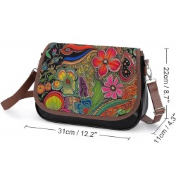 Mushroom Trippy Crossbody Shoulder Messenger Women Bag Pu Leather Office Work Business for Handbag Crossbody Bag $18.63 Shoul...