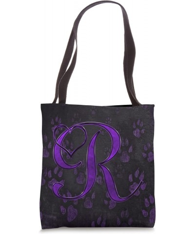 Paw Print Letter R Purple Pet Dog Cat Animal Heart Love Name Tote Bag $11.80 Totes