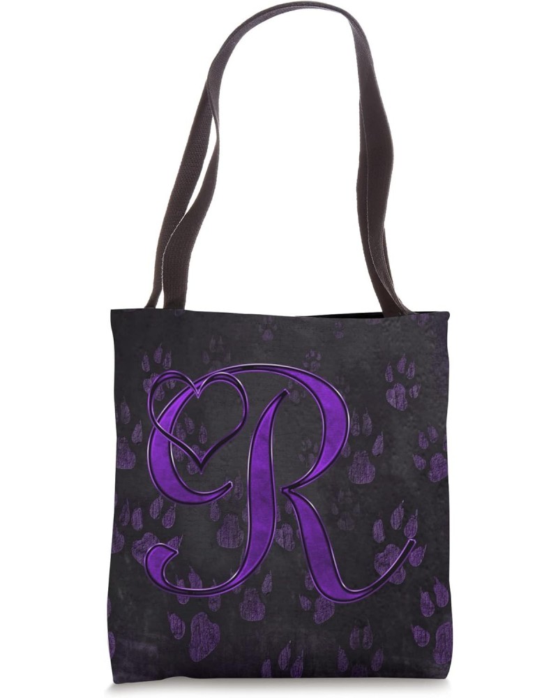 Paw Print Letter R Purple Pet Dog Cat Animal Heart Love Name Tote Bag $11.80 Totes