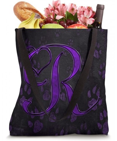 Paw Print Letter R Purple Pet Dog Cat Animal Heart Love Name Tote Bag $11.80 Totes