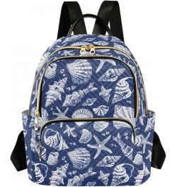 Navy Sea Shell Fashion Backpack Purse for Women, Casual Daypacks, Ladies Gift for Traveling Hiking Multicolor Medium $13.33 B...