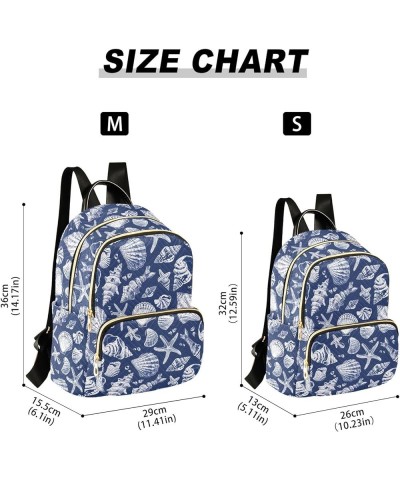 Navy Sea Shell Fashion Backpack Purse for Women, Casual Daypacks, Ladies Gift for Traveling Hiking Multicolor Medium $13.33 B...