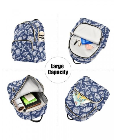 Navy Sea Shell Fashion Backpack Purse for Women, Casual Daypacks, Ladies Gift for Traveling Hiking Multicolor Medium $13.33 B...