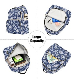 Navy Sea Shell Fashion Backpack Purse for Women, Casual Daypacks, Ladies Gift for Traveling Hiking Multicolor Medium $13.33 B...