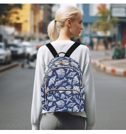 Navy Sea Shell Fashion Backpack Purse for Women, Casual Daypacks, Ladies Gift for Traveling Hiking Multicolor Medium $13.33 B...