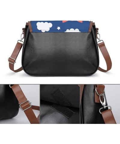 Printed Shoulder Crossbody Bag Leather Hobo Bags Medium Ladies Top Handles Satchels Cute Cartoon Toys Color10 $18.49 Hobo Bags