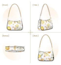 Watercolor Flowers Lemons Fashion Quilted Crossbody Bag for Women Shoulder Evening Purse with Gold Chain & Smooth Zipper Tote...