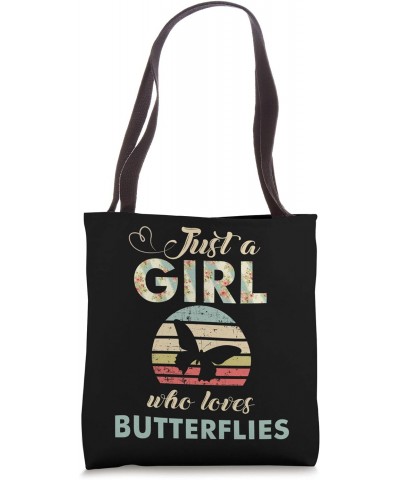 Just A Girl Who Loves Butterflies Retro Vintage Butterfly Tote Bag $11.23 Totes