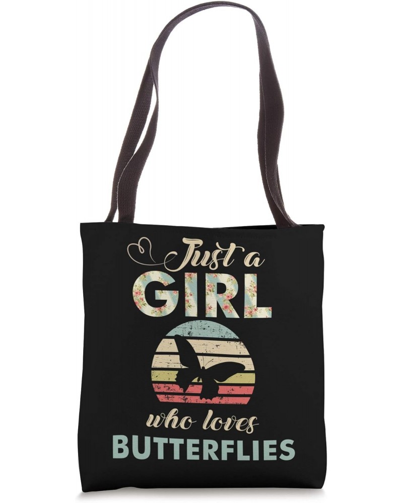 Just A Girl Who Loves Butterflies Retro Vintage Butterfly Tote Bag $11.23 Totes