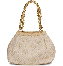 Indian Ethnic Designer Embroidered Silk Potli Bag Batwa Pearls Handle Purse Beige Multi Potli $9.45 Wristlets