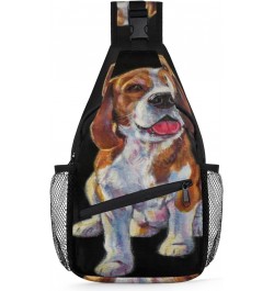 Beagle Dog Sling Bag Adjustable Sling Backpack Crossbody Shoulder Backpack Anti-theft Rope Chest Shoulder Daypack for Travel ...