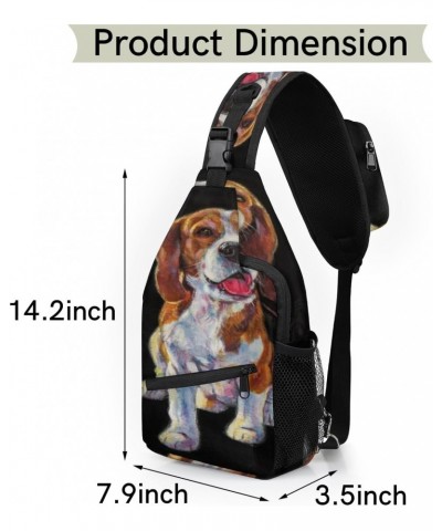 Beagle Dog Sling Bag Adjustable Sling Backpack Crossbody Shoulder Backpack Anti-theft Rope Chest Shoulder Daypack for Travel ...