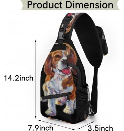 Beagle Dog Sling Bag Adjustable Sling Backpack Crossbody Shoulder Backpack Anti-theft Rope Chest Shoulder Daypack for Travel ...