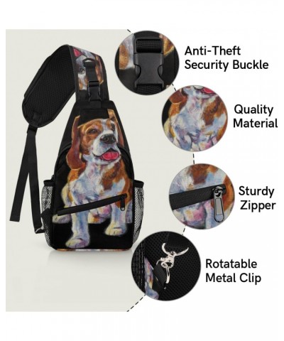 Beagle Dog Sling Bag Adjustable Sling Backpack Crossbody Shoulder Backpack Anti-theft Rope Chest Shoulder Daypack for Travel ...