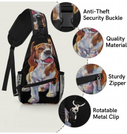 Beagle Dog Sling Bag Adjustable Sling Backpack Crossbody Shoulder Backpack Anti-theft Rope Chest Shoulder Daypack for Travel ...